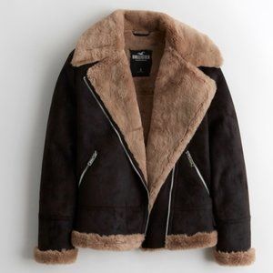 Hollister Faux Shearling Cozy Biker Jacket XL
